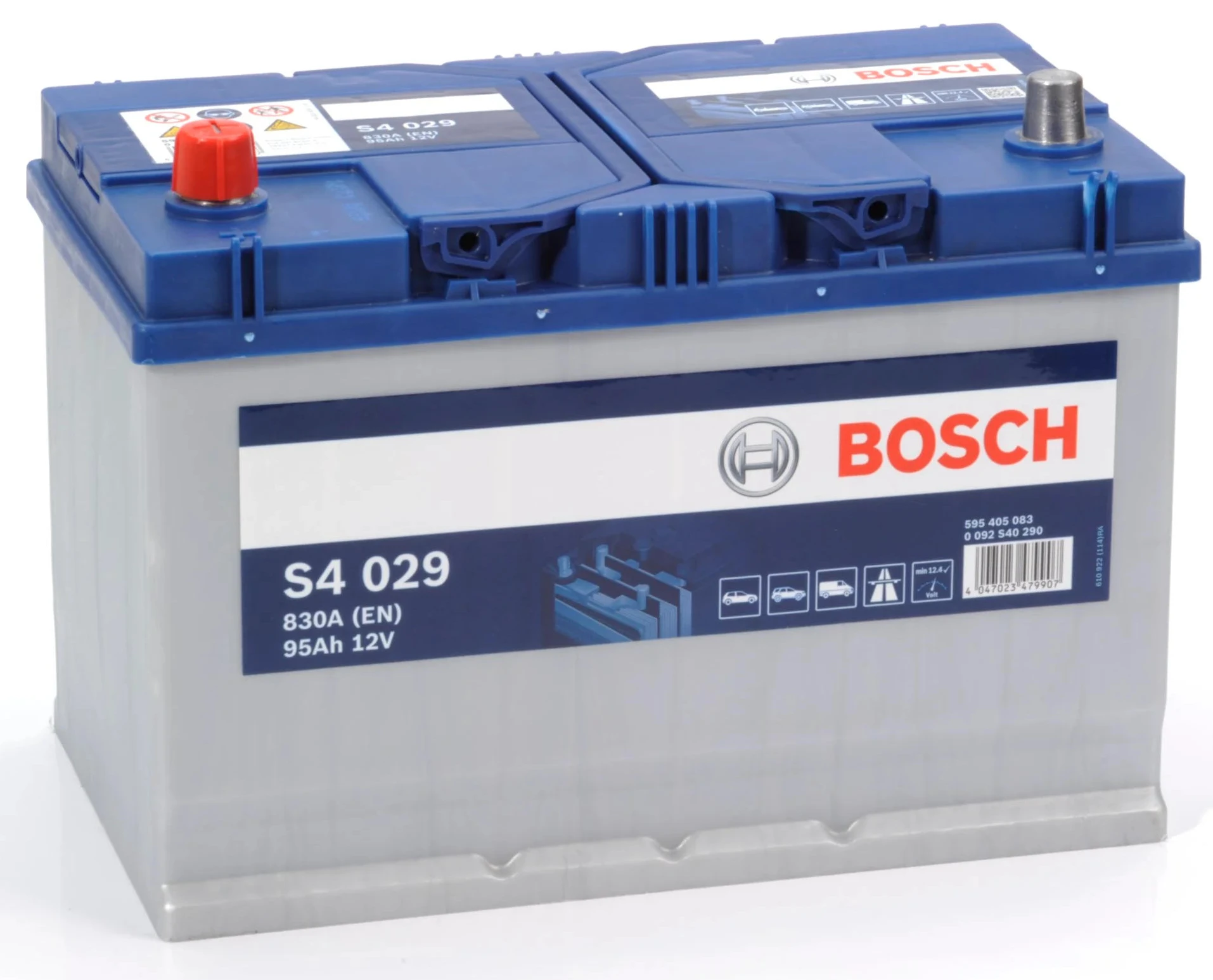 Автомобільний акумулятор Bosch S4 12В 95А 830А L+ (0092S40290)